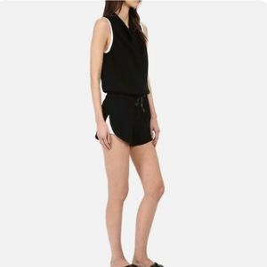 Helmut Lang Black Torison Open Back Drawstring Sleeveless Romper Size 6